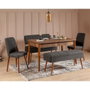 Hanah Home Vina 1053 Juego de Comedor Extensible de 5 Piezas, Nogal y Antracita